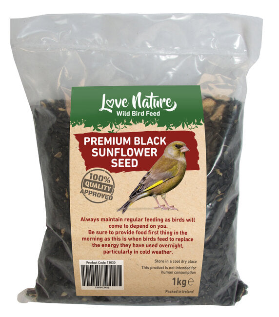 Love Nature 1kg Black Sunflower Seed Bag